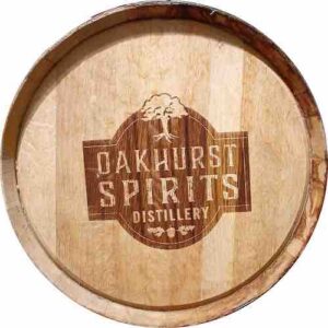 Whiskey Barrel with Oakhurst Spirits Logo