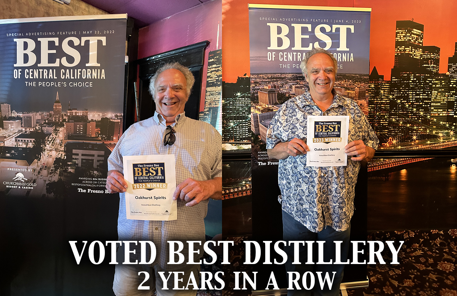 Voted Best Distillery 2 years in a row! Owner Mike Benbrook with award